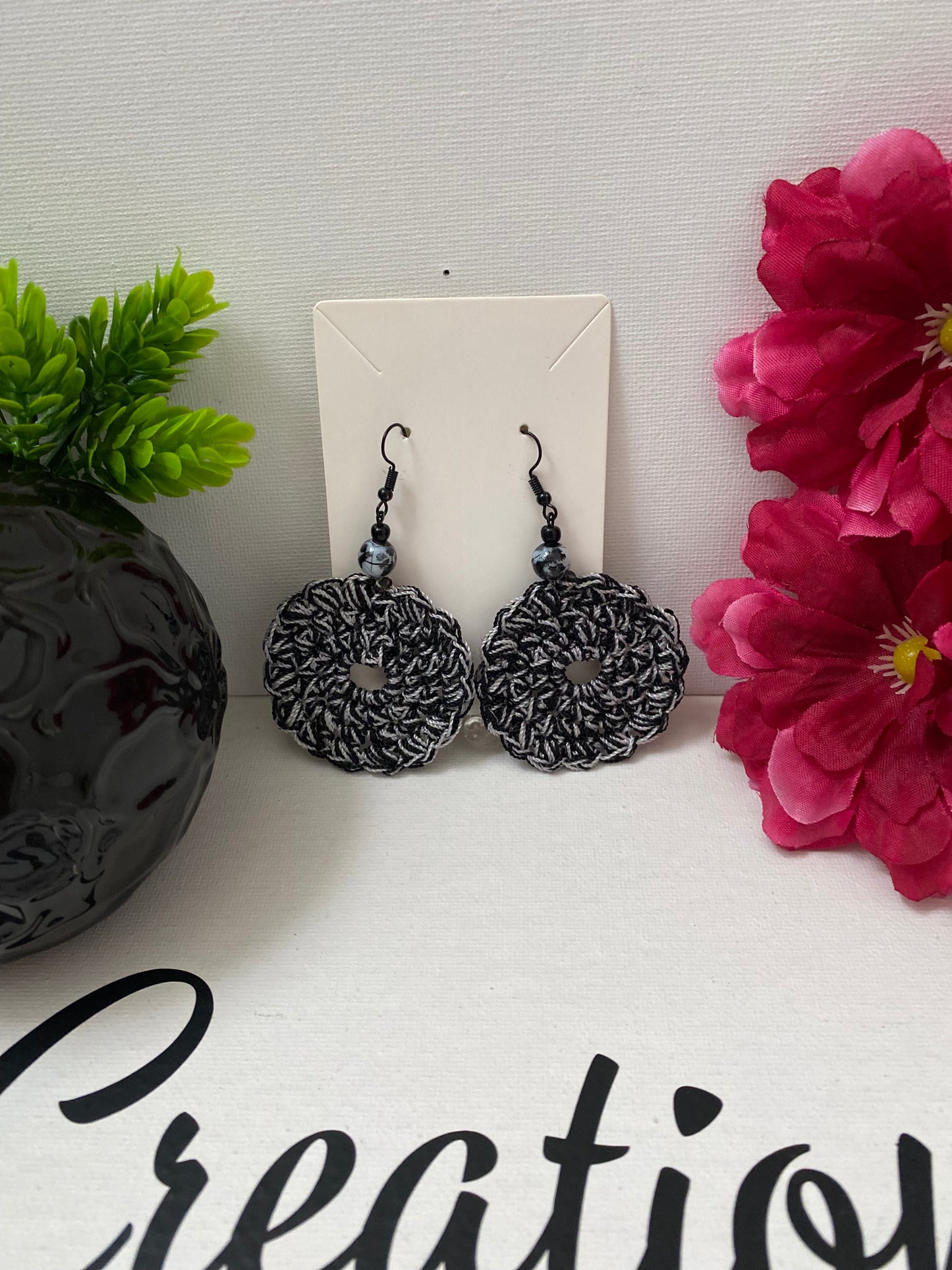 LARGE BLACK & WHITE EARRINGS