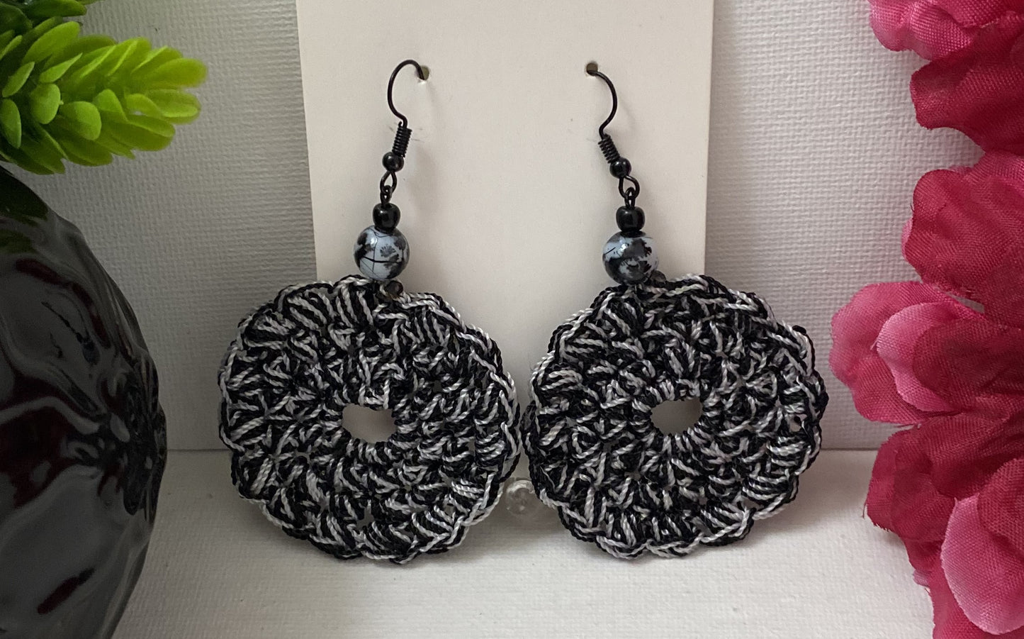 LARGE BLACK & WHITE EARRINGS