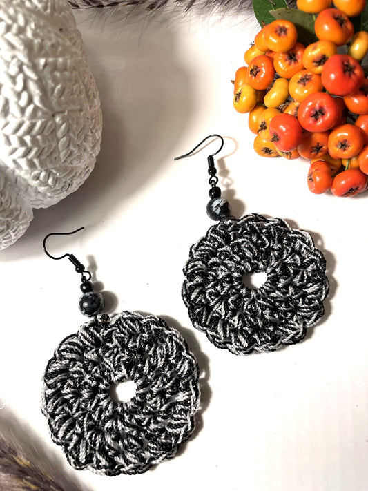 LARGE BLACK & WHITE EARRINGS