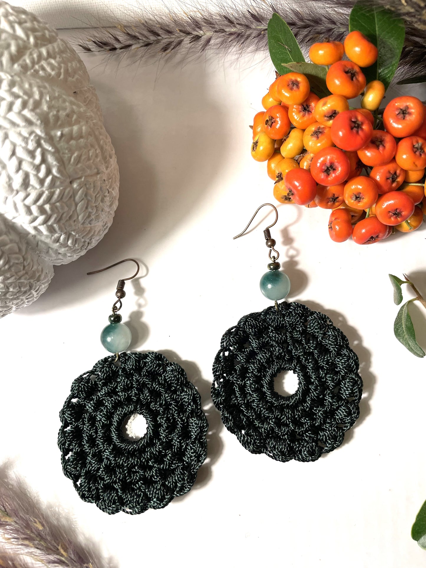 LARGE FOREST GREEN EARRINGS