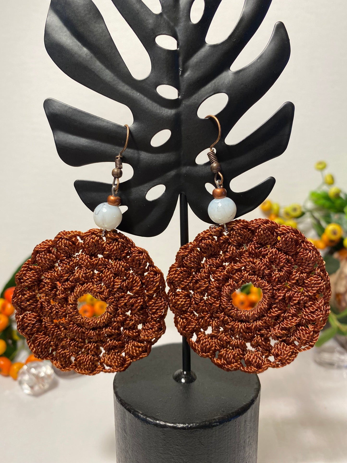 LARGE GOLDEN BROWN EARRINGS