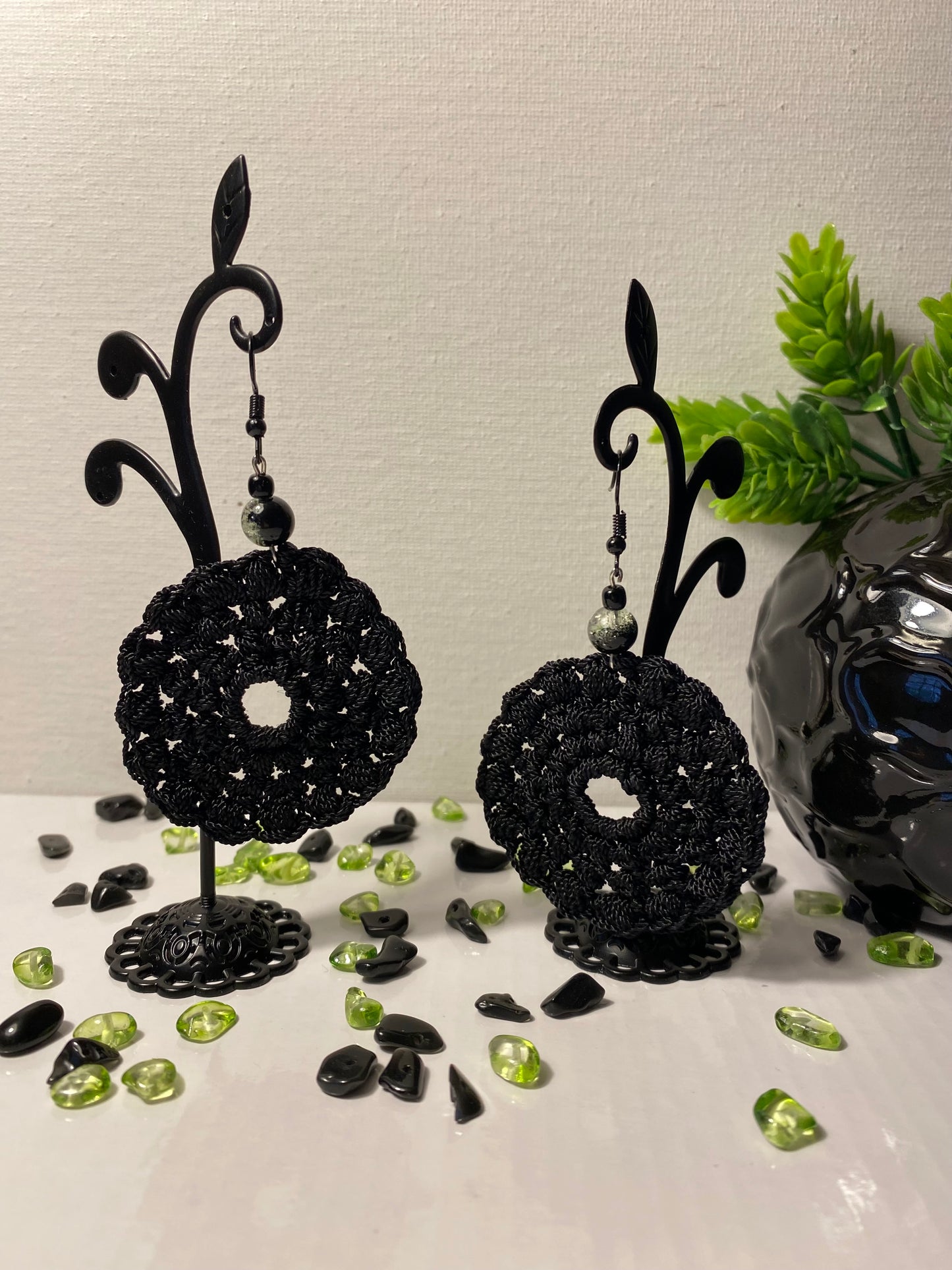 LARGE BLACK EARRINGS