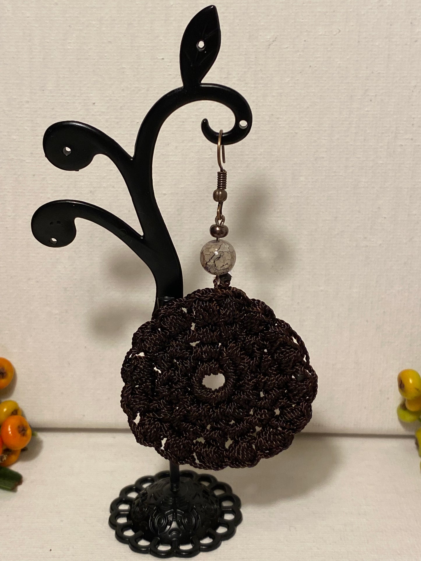 LARGE DARK BROWN EARRINGS