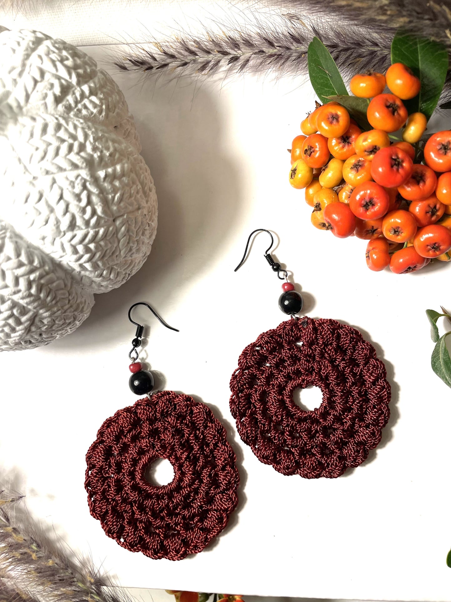 LARGE BURGUNDY EARRINGS