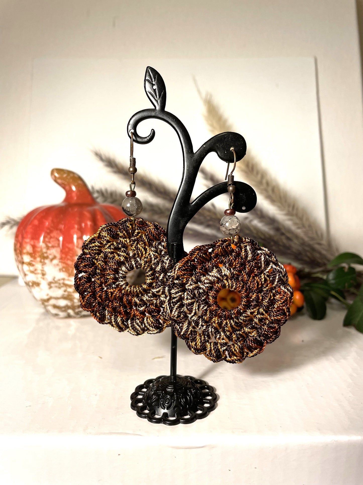 LARGE MULTI-BROWN EARRINGS